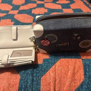 Michael Kors Denim and Cream Wallet Set with Patches